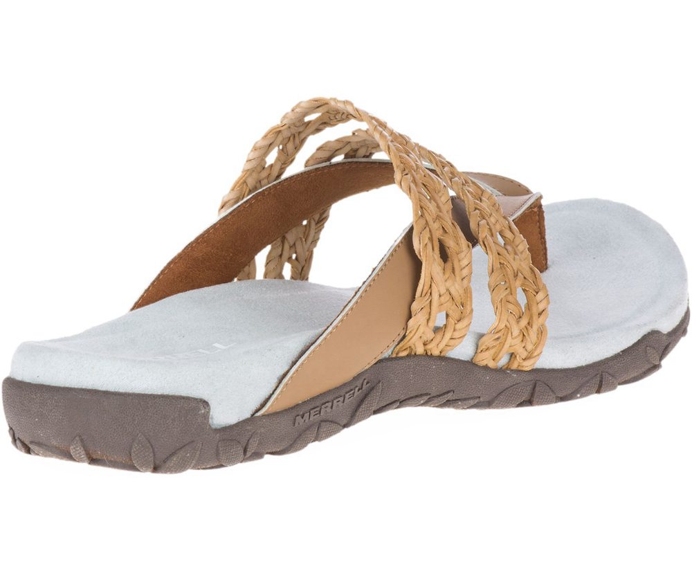 Sandalias Mujer - Merrell Terran Braid Thong - Marrones/Blancas - OIBV-59637